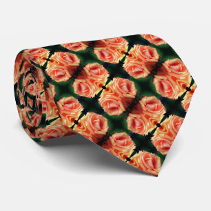 Blooming Peach Rose Abstract Pattern     Neck Tie