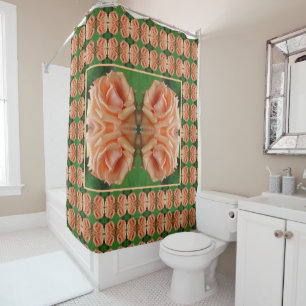 Blooming Peach Rose Abstract Pattern Shower Curtain