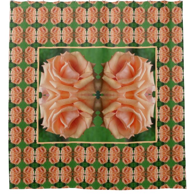 Blooming Peach Rose Flower Art Pattern    Shower Curtain (Front)