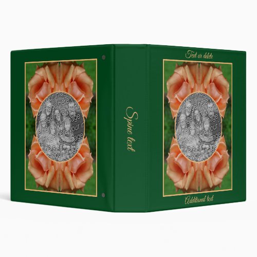 Blooming Peach Rose Frame Create Your Own Photo 3 Ring Binder