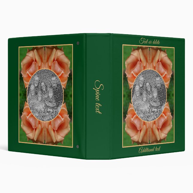 Blooming Peach Rose Frame Create Your Own Photo 3 Ring Binder (Background)