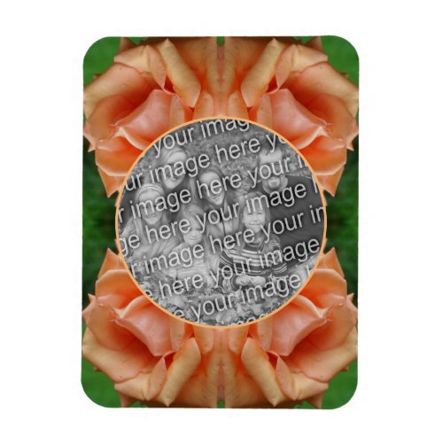 Blooming Peach Rose Frame Create Your Own Photo Magnet