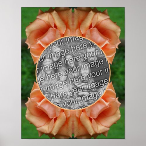 Blooming Peach Rose Frame Create Your Own Photo Poster