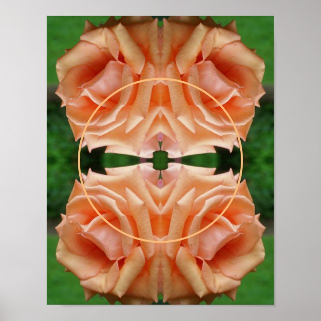 Blooming Peach Rose Frame Create Your Own Photo Poster (Front)