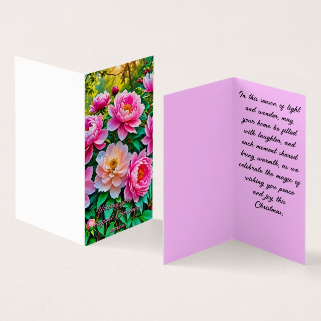 Blooming peonies Chriatymas card (Inside and Outside)