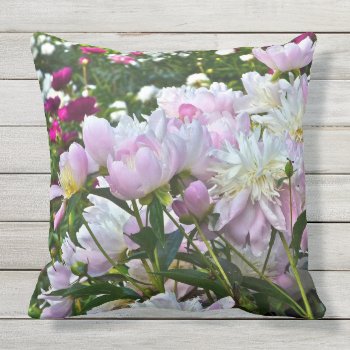 Blooming Peonies Outdoor Accent Pillow by whatawonderfulworld at Zazzle