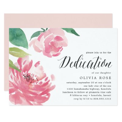 Modern Bloom Baby Dedication Blessing Invitation Zazzle Com
