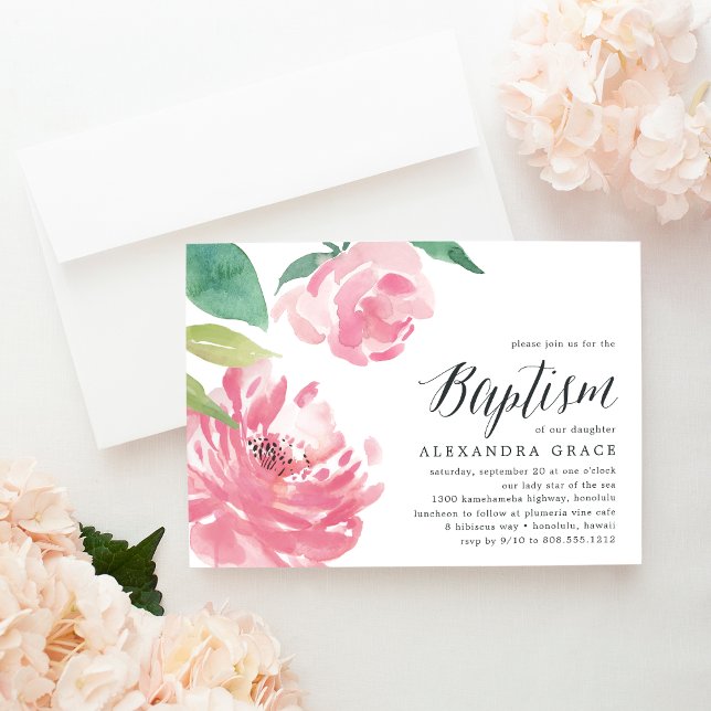 Blooming Peony | Baptism Invitation (Creator Uploaded)