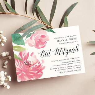 Blooming Peony Bat Mitzvah Invitation