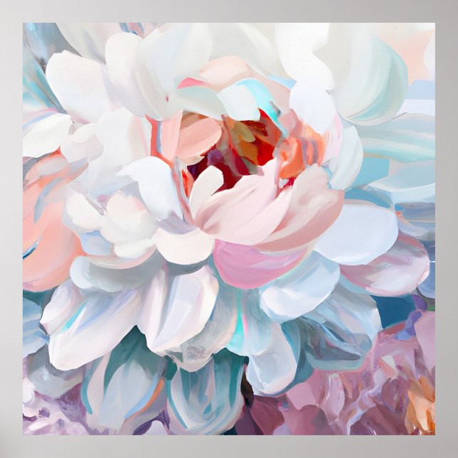 Blooming Peony Pastel Colors Poster (Front)