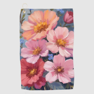 Blooming Petals Floral Watercolor Painting Golf Towel