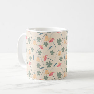 Blooming Petals Pattern in Pastel Color Coffee Mug
