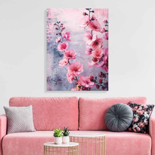 Blooming Pink Flowers  Canvas Print (Insitu(LivingRoom))