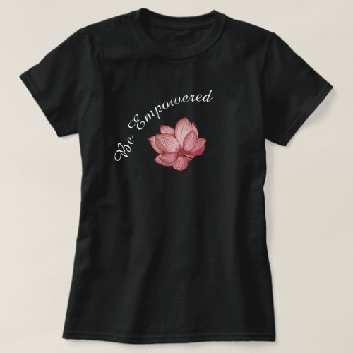 Blooming Pink Lotus Water Lily on Black Inspired T_Shirt