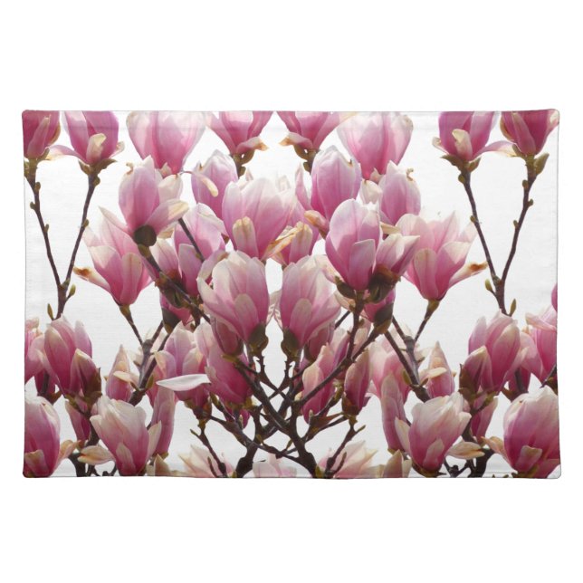 Blooming Pink Magnolias Spring Flower Placemat (Front)