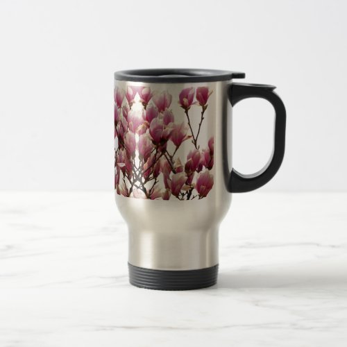 Blooming Pink Magnolias Spring Flower Travel Mug