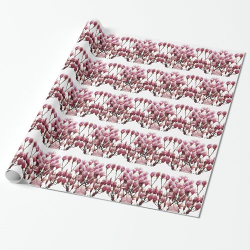 Blooming Pink Magnolias Spring Flower Wrapping Paper