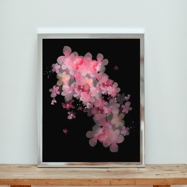 Blooming Pink on Bold Black Photo Print (Creator Uploaded)