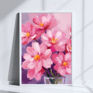 Blooming Pink Petals   Flower Painting Watercolor Poster