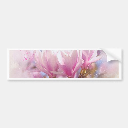 Blooming Pink Purple Magnolia _ Spring Flower Bumper Sticker