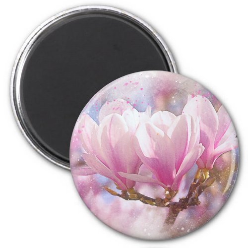 Blooming Pink Purple Magnolia _ Spring Flower Magnet