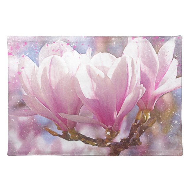 Blooming Pink Purple Magnolia - Spring Flower Placemat (Front)