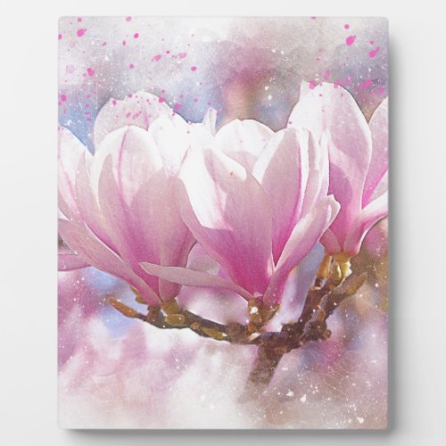 Blooming Pink Purple Magnolia _ Spring Flower Plaque