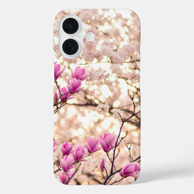 Blooming Pink Purple Magnolias Spring Flower Case-Mate iPhone Case (Back)