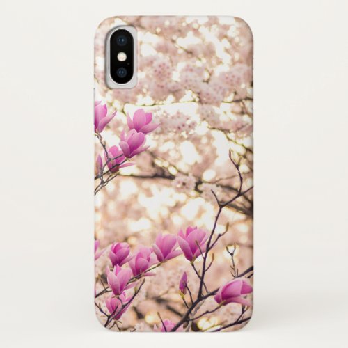 Blooming Pink Purple Magnolias Spring Flower iPhone X Case