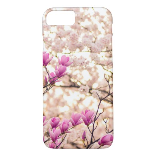 Blooming Pink Purple Magnolias Spring Flower iPhone 87 Case