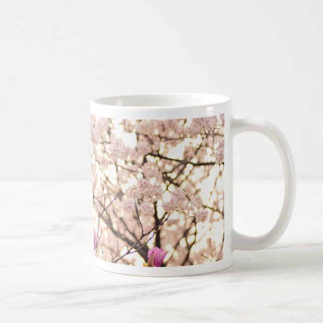 Blooming Pink Purple Magnolias Spring Flower Coffee Mug (Right)