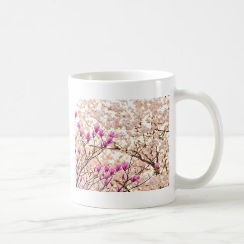 Blooming Pink Purple Magnolias Spring Flower Coffee Mug
