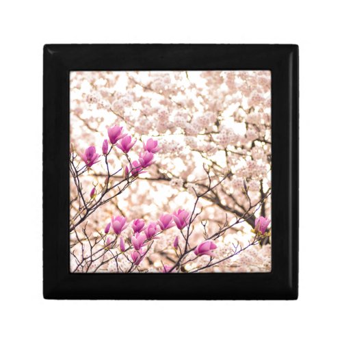 Blooming Pink Purple Magnolias Spring Flower Jewelry Box