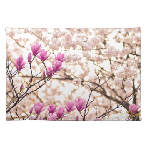 Blooming Pink Purple Magnolias Spring Flower Placemat