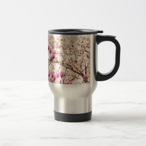 Blooming Pink Purple Magnolias Spring Flower Travel Mug