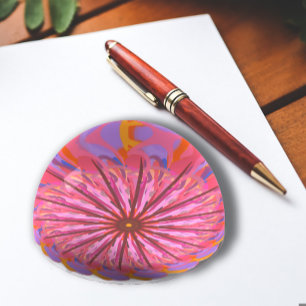 Blooming Pink & Purple Mandala Glass Paperweight