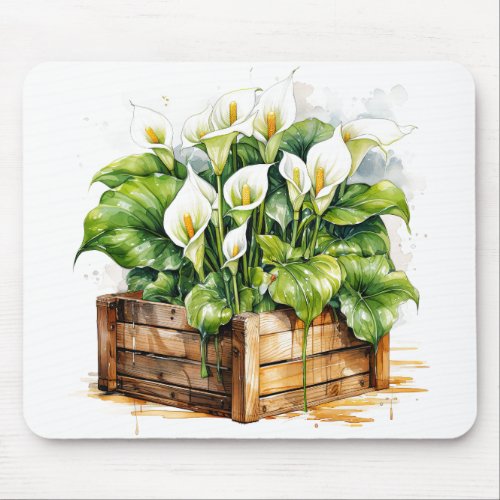 Blooming Planted Calla Lily Flowers Mouse Pad