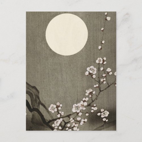 Blooming Plum Blossom at Full Moon by Ohara Koson Postcard