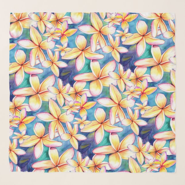 Blooming Plumeria Hawaiian Sarong  Scarf (Front)
