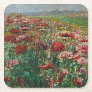 Blooming Poppies – Olga Wisinger-Florian Square Paper Coaster