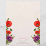 Blooming Poppy Monogram Floral Business Letterhead<br><div class="desc">A simple,  vibrant,  and colorful poppy flower-themed letterhead with an unintrusive,  customizable monogram. Perfect for florists or anyone who wants to add a pinch of Spring to their office supplies.</div>