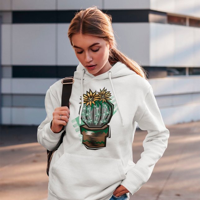 Blooming Potted Cactus Succulent Plant Hoodie (Creator Uploaded)