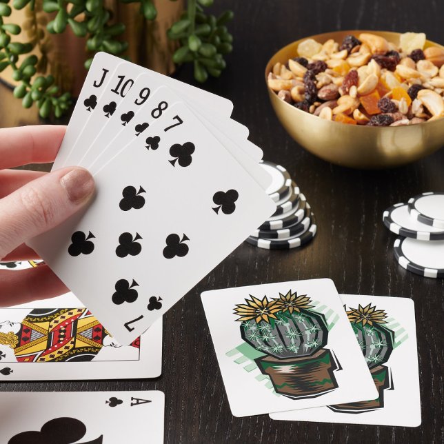 Blooming Potted Cactus Succulent Plant Poker Cards (Creator Uploaded)