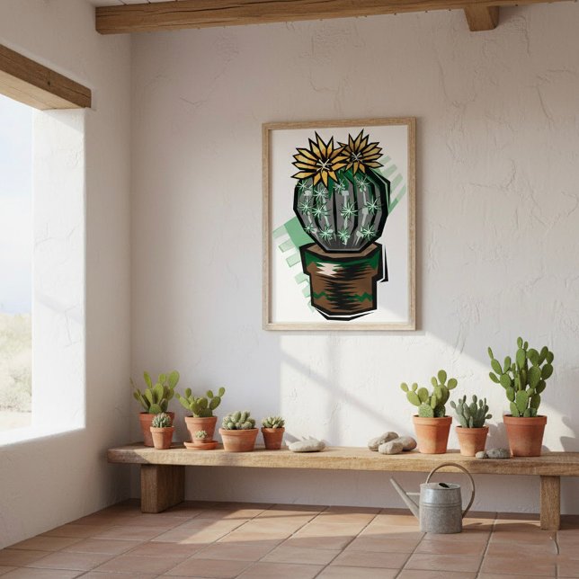 Blooming Potted Cactus Succulent Plant Poster (Creator Uploaded)