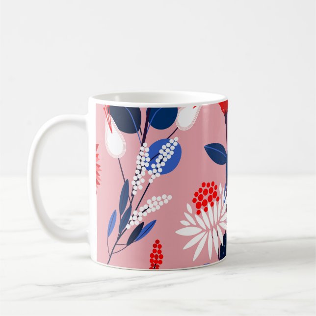 Blooming Protea: Botanical Garden Pattern Coffee Mug (Left)