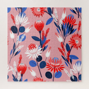Blooming Protea: Botanical Garden Pattern Jigsaw Puzzle