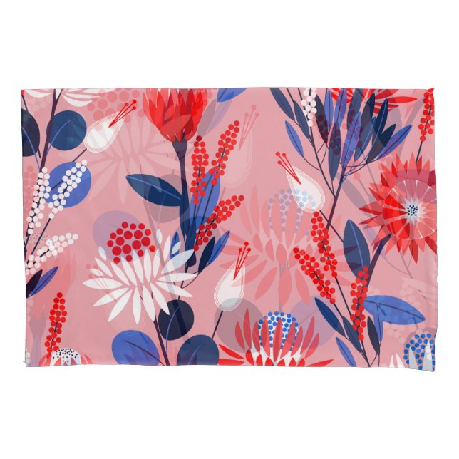 Blooming Protea: Botanical Garden Pattern Pillow Case (Front)