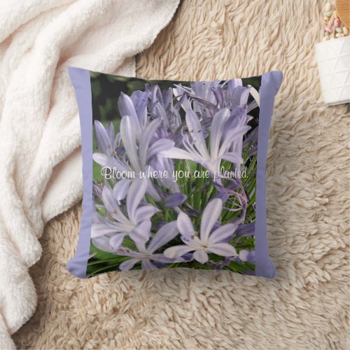 Blooming Purple Agapanthus Flower Pillow