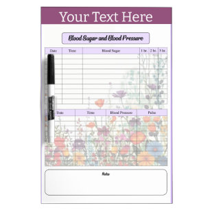 Blooming Purple Garden Blood Pressure and Sugar Dry Erase Board