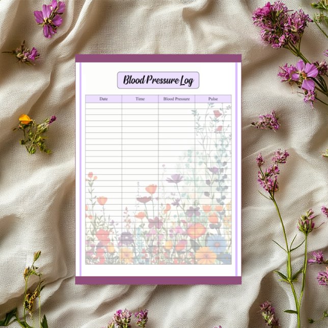 Blooming Purple Garden Blood Pressure Log Notepad (Creator Uploaded)